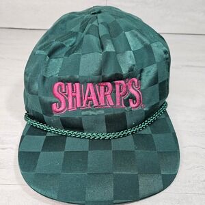 Vintage Sharps Miller Beer Hat Green Checkered 80s 90s